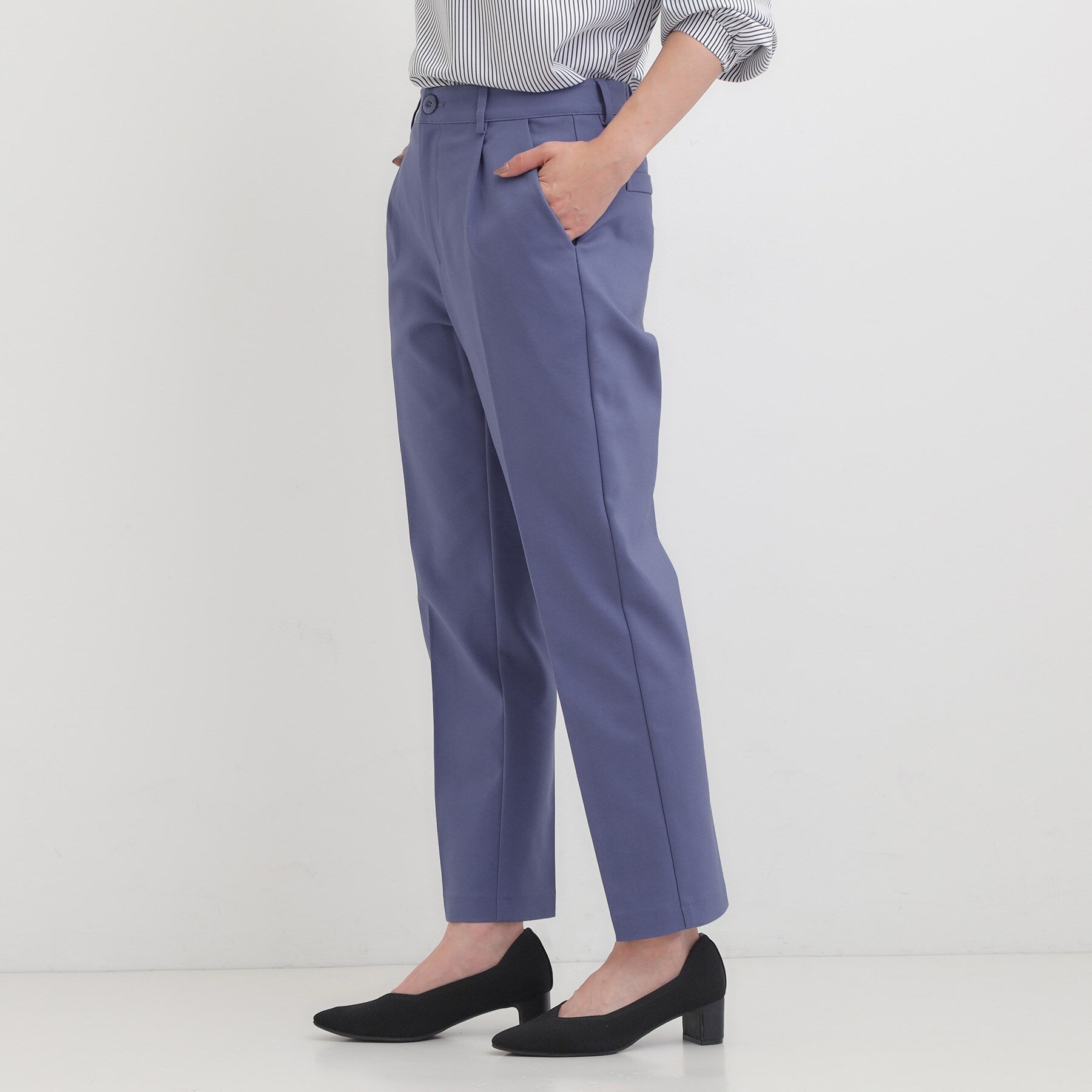 シューラルー SHOO・LA・RUE 【洗える/S-3L/美脚シルエット】ソフトスティックパンツ （ブルー(092)） ブルー(092)