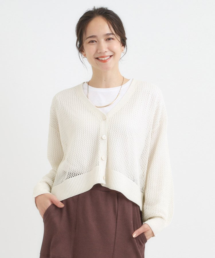シューラルー SHOO･LA･RUE 【2点セット】ラメメッシュニットカーディガン・ロンTセット （キャメルブラウン(041)） キャメルブラウン(041)