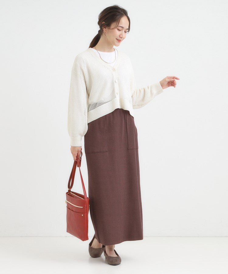 シューラルー SHOO･LA･RUE 【2点セット】ラメメッシュニットカーディガン・ロンTセット （キャメルブラウン(041)） キャメルブラウン(041)