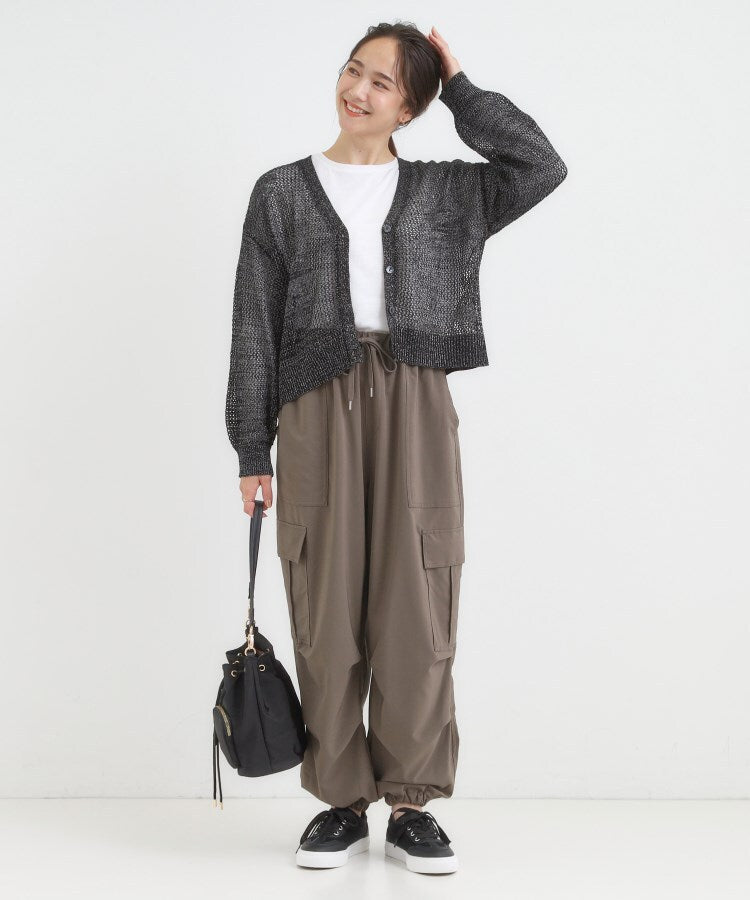 シューラルー SHOO･LA･RUE 【2点セット】ラメメッシュニットカーディガン・ロンTセット （キャメルブラウン(041)） キャメルブラウン(041)