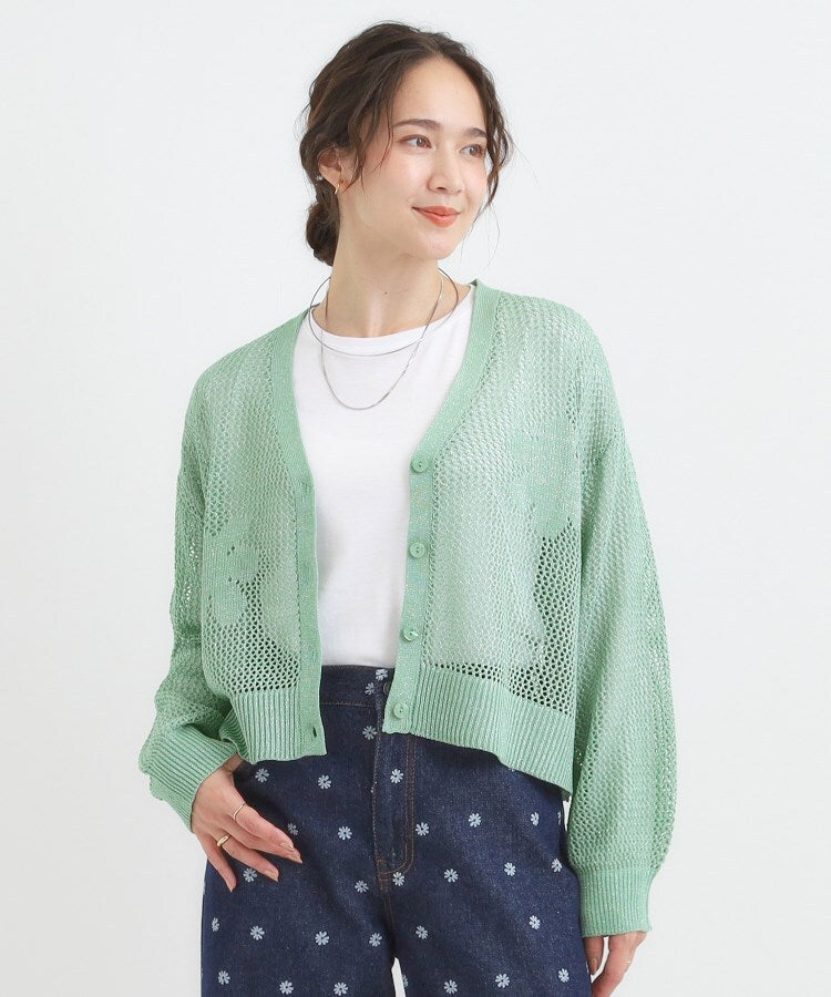 シューラルー SHOO･LA･RUE 【2点セット】ラメメッシュニットカーディガン・ロンTセット （キャメルブラウン(041)） キャメルブラウン(041)
