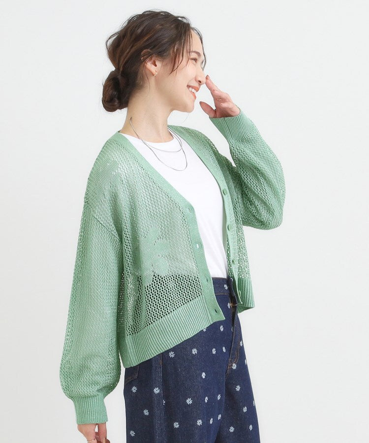 シューラルー SHOO･LA･RUE 【2点セット】ラメメッシュニットカーディガン・ロンTセット （キャメルブラウン(041)） キャメルブラウン(041)