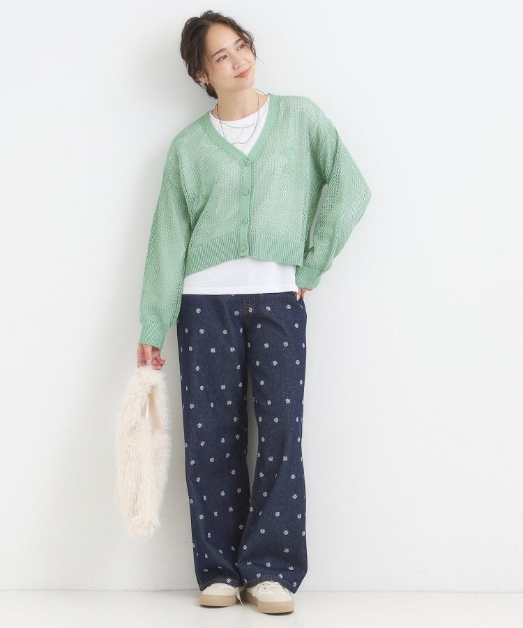 シューラルー SHOO･LA･RUE 【2点セット】ラメメッシュニットカーディガン・ロンTセット （キャメルブラウン(041)） キャメルブラウン(041)