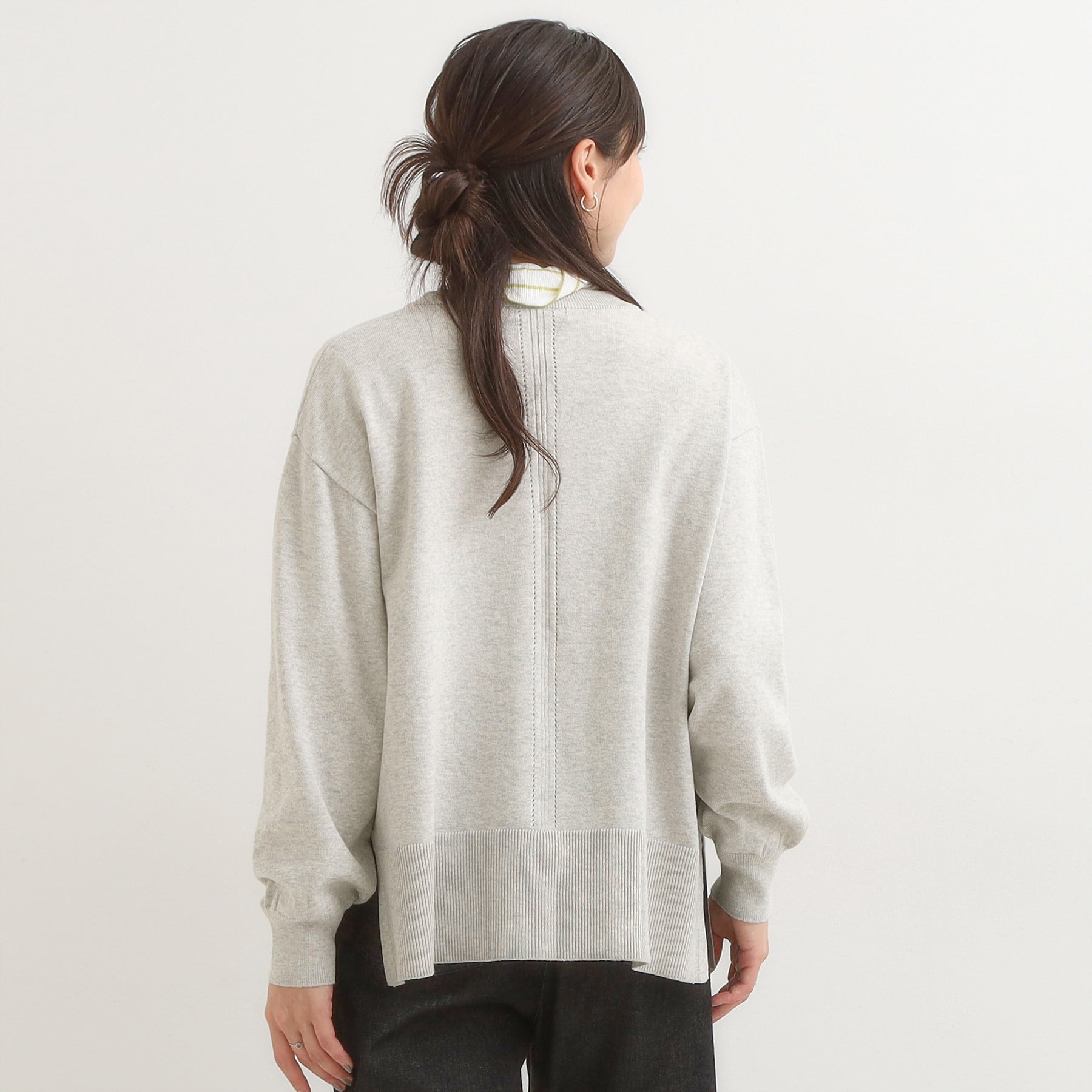 シューラルー SHOO・LA・RUE スウェットライク キーネックカーディガン （グリーン(022)） グリーン(022)