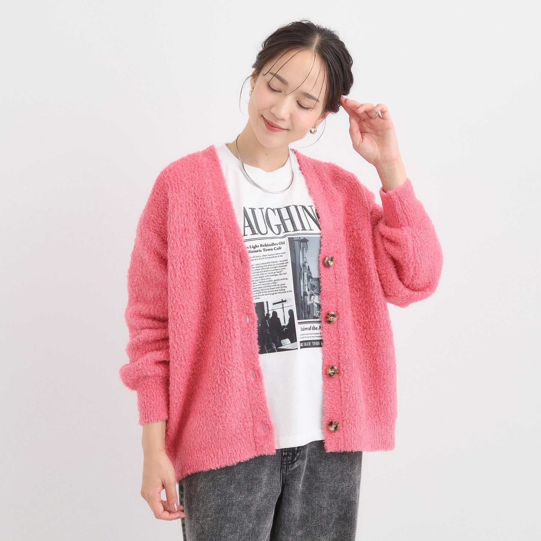 シューラルー SHOO・LA・RUE プードルフェザーVニットカーデ （ライトベージュ(051)） ライトベージュ(051)