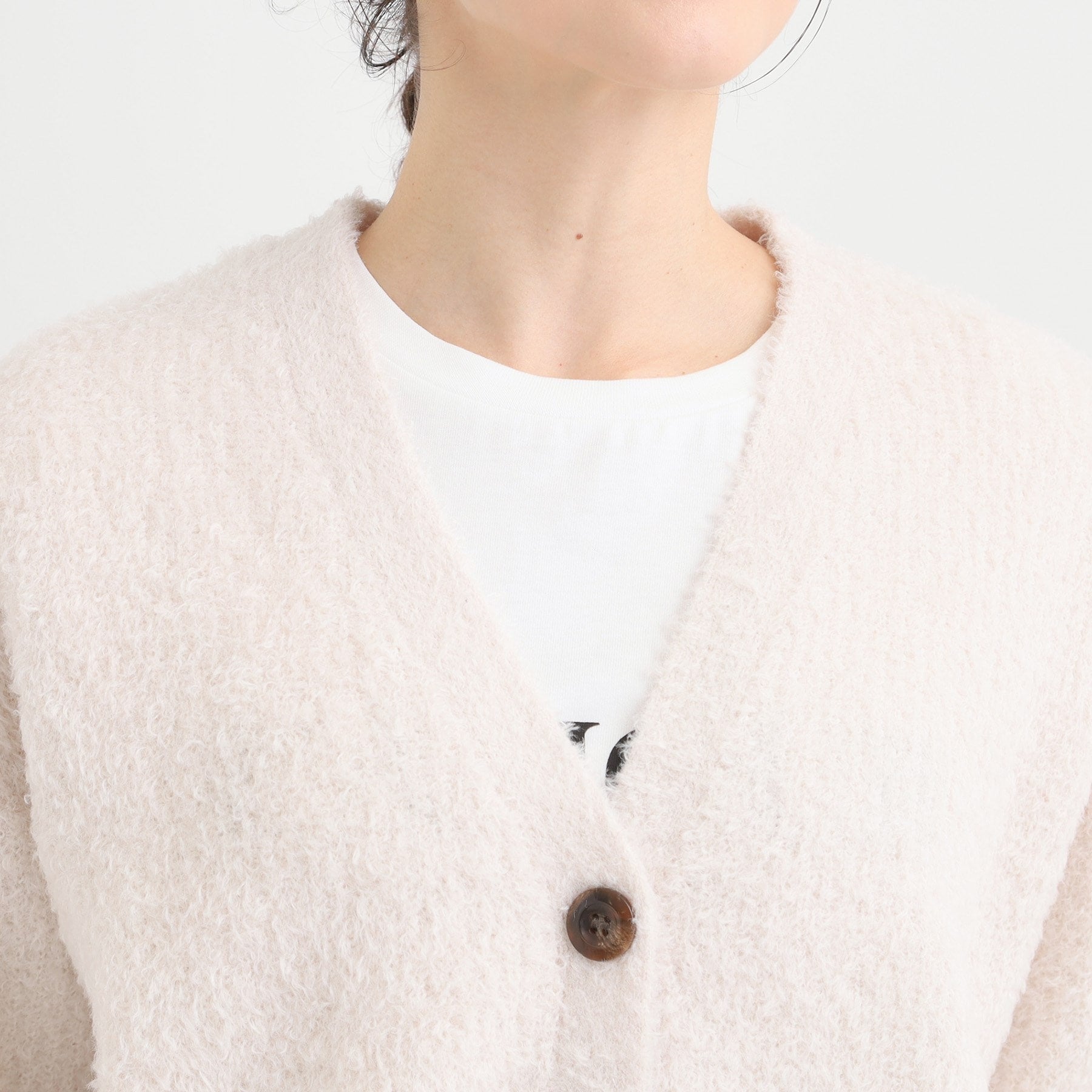 シューラルー SHOO・LA・RUE プードルフェザーVニットカーデ （ライトベージュ(051)） ライトベージュ(051)