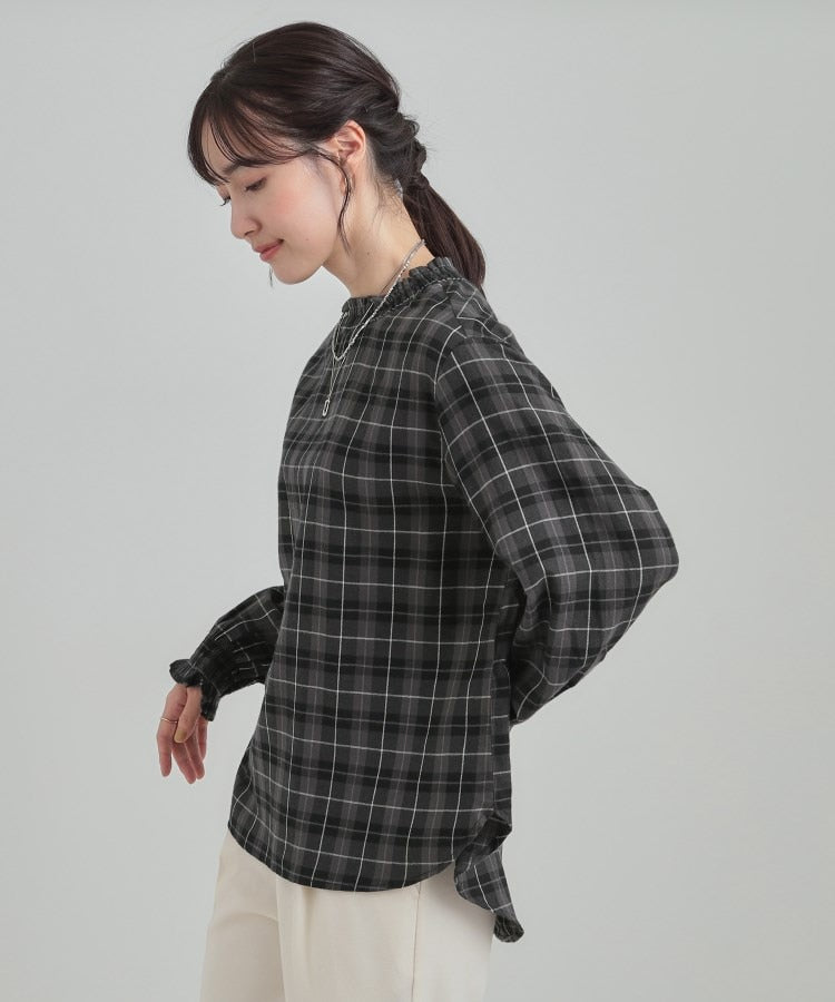 シューラルー SHOO･LA･RUE ギャザーネックがスタイリングのアクセントに ハイネックブラウス （ブラック(319)） ブラック(319)