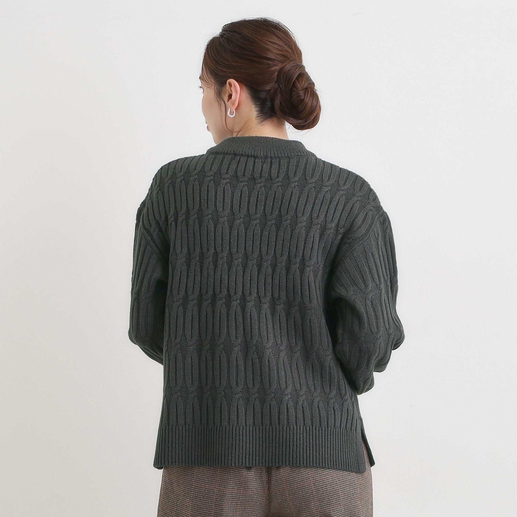 シューラルー SHOO・LA・RUE 【洗える／毛玉レス】シンプルケーブル柄ニット （レッド(062)） レッド(062)