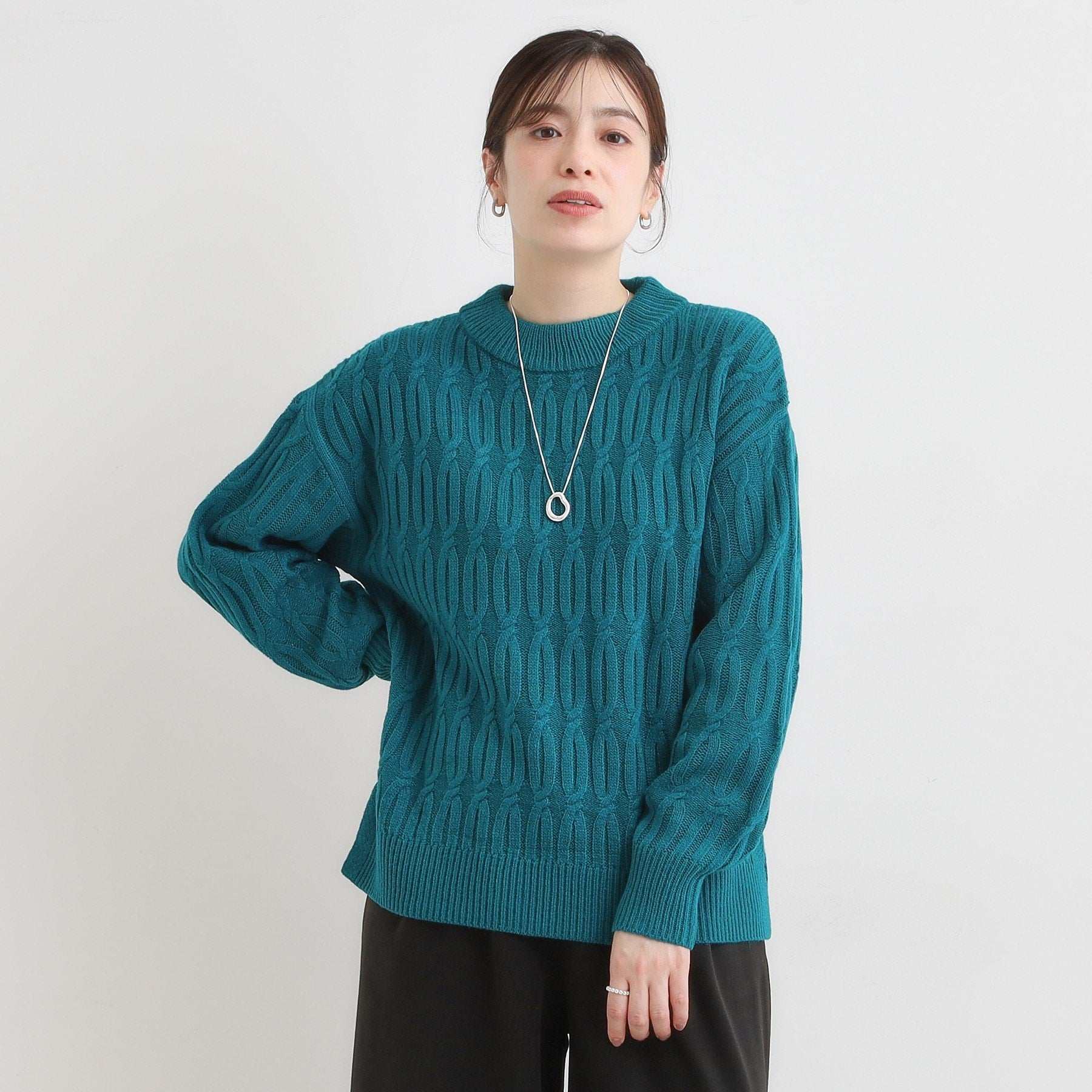 シューラルー SHOO・LA・RUE 【洗える／毛玉レス】シンプルケーブル柄ニット （レッド(062)） レッド(062)