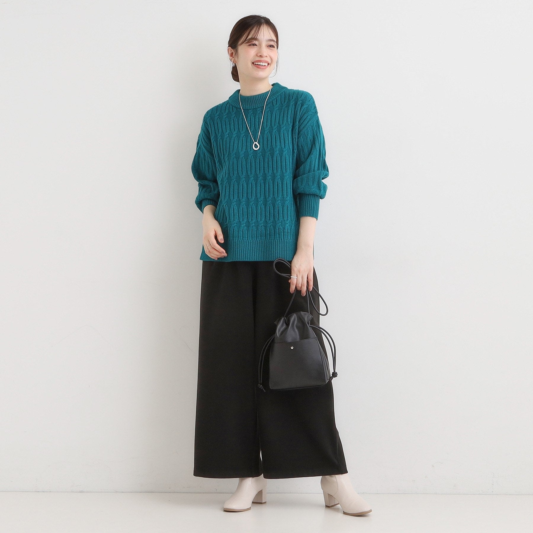 シューラルー SHOO・LA・RUE 【洗える／毛玉レス】シンプルケーブル柄ニット （レッド(062)） レッド(062)