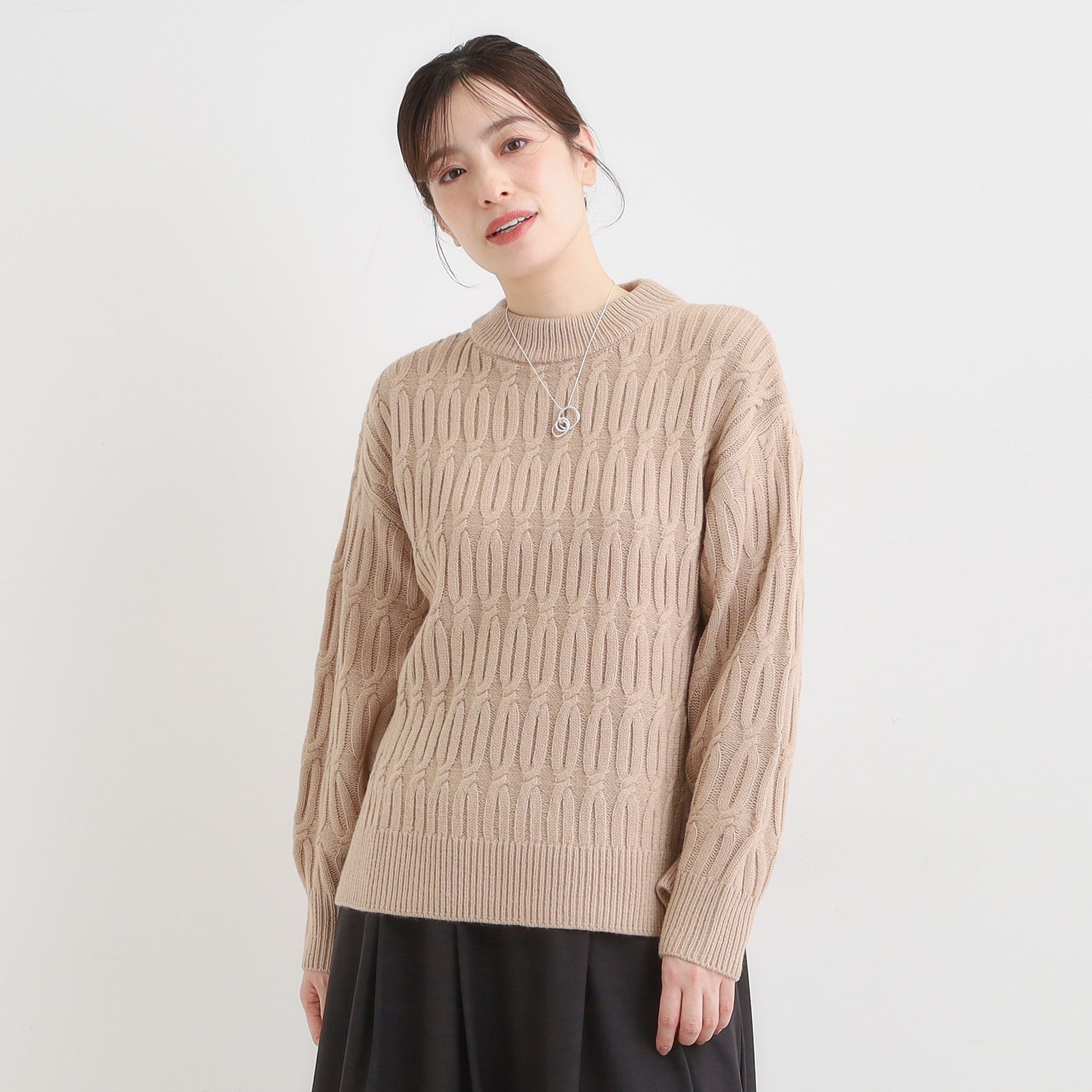 シューラルー SHOO・LA・RUE 【洗える／毛玉レス】シンプルケーブル柄ニット （レッド(062)） レッド(062)