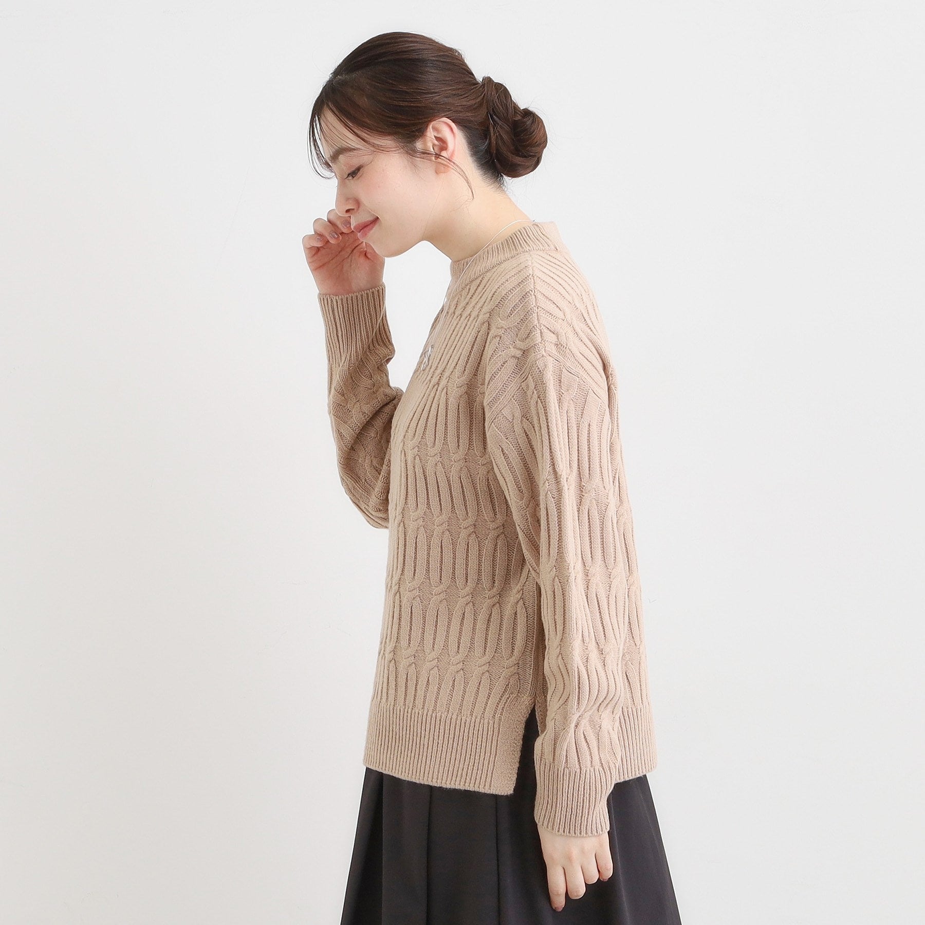 シューラルー SHOO・LA・RUE 【洗える／毛玉レス】シンプルケーブル柄ニット （レッド(062)） レッド(062)