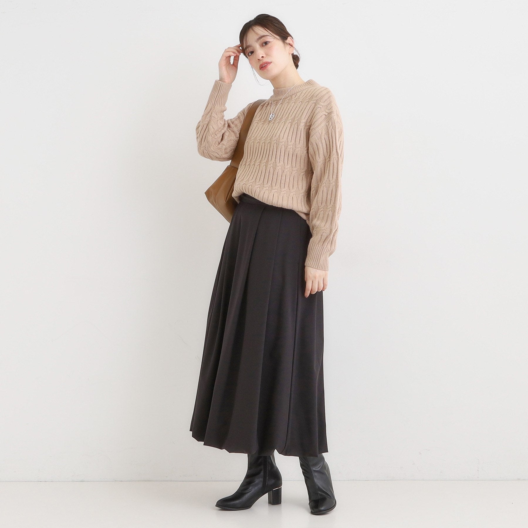 シューラルー SHOO・LA・RUE 【洗える／毛玉レス】シンプルケーブル柄ニット （レッド(062)） レッド(062)