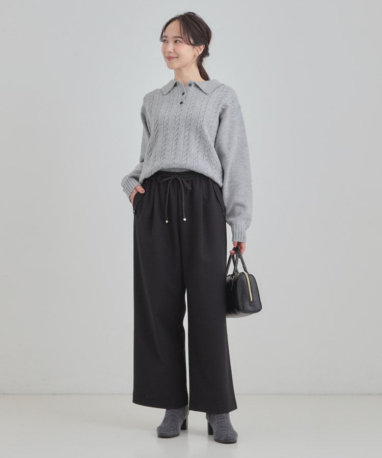 シューラルー SHOO･LA･RUE 【風を通しにくい】フラップイージーワイドパンツ （グレー(012)） グレー(012)