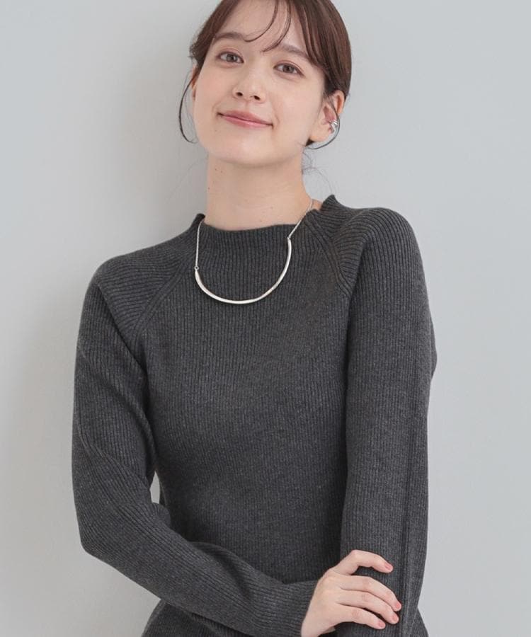 シューラルー SHOO･LA･RUE 【洗濯機可】ちくちくしにくい やわらかリブハイネックニット （チャコールグレー(014)） チャコールグレー(014)