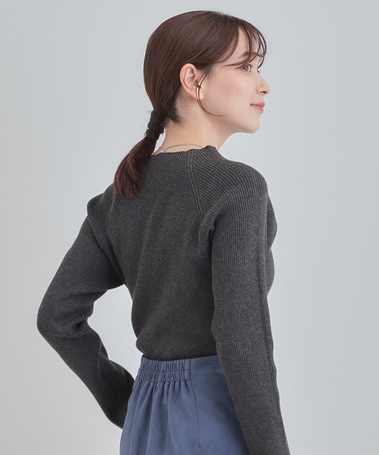 シューラルー SHOO･LA･RUE 【洗濯機可】ちくちくしにくい やわらかリブハイネックニット （チャコールグレー(014)） チャコールグレー(014)