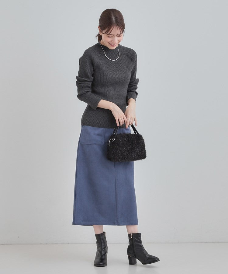 シューラルー SHOO･LA･RUE 【洗濯機可】ちくちくしにくい やわらかリブハイネックニット （チャコールグレー(014)） チャコールグレー(014)