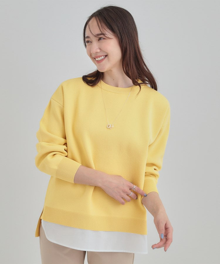 シューラルー SHOO･LA･RUE 【洗える】さらに軽くなった スポンディッシュ裾フェイクジャカード （サックスブルー(090)） サックスブルー(090)