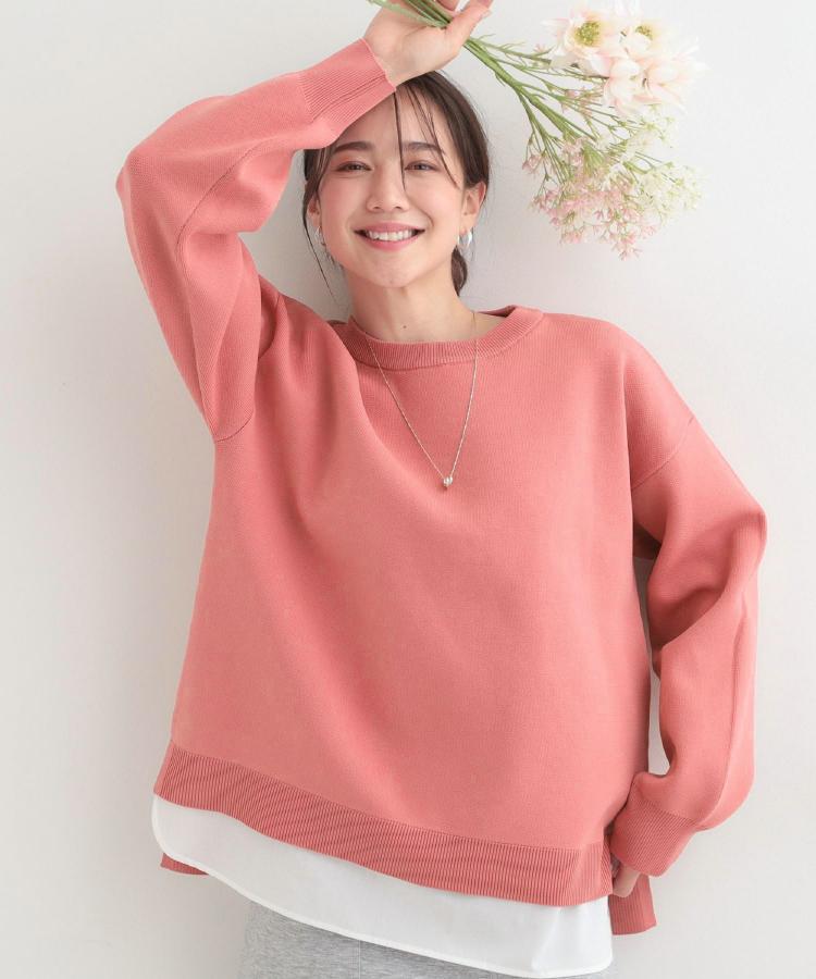 シューラルー SHOO･LA･RUE 【洗える】さらに軽くなった スポンディッシュ裾フェイクジャカード （サックスブルー(090)） サックスブルー(090)
