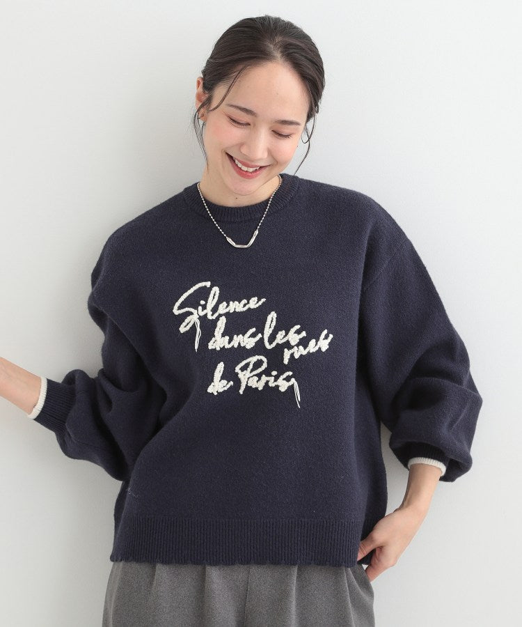 シューラルー SHOO･LA･RUE スカラップが大人かわいい 刺繍ロゴニット コード刺繍ニット （アイボリー(504)） アイボリー(504)