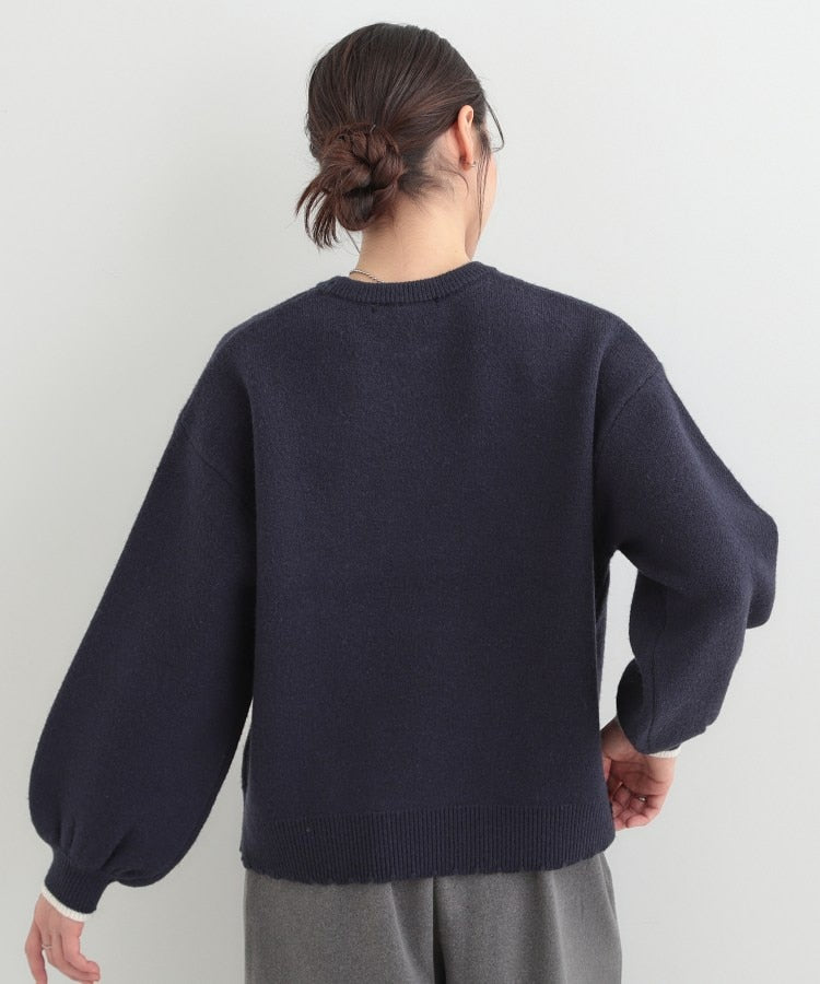 シューラルー SHOO･LA･RUE スカラップが大人かわいい 刺繍ロゴニット コード刺繍ニット （アイボリー(504)） アイボリー(504)