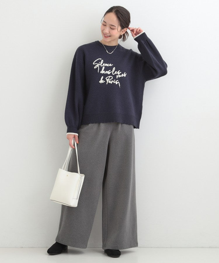 シューラルー SHOO･LA･RUE スカラップが大人かわいい 刺繍ロゴニット コード刺繍ニット （アイボリー(504)） アイボリー(504)