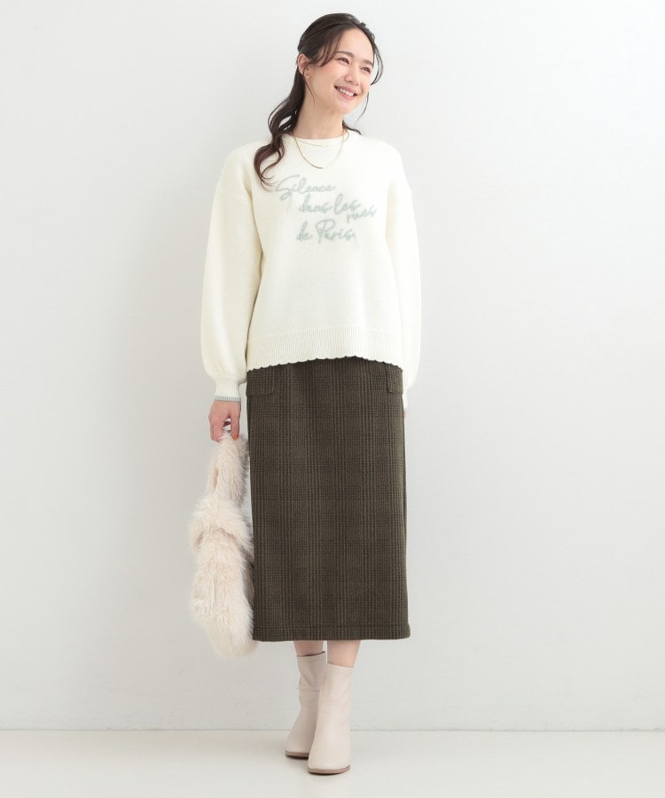 シューラルー SHOO･LA･RUE スカラップが大人かわいい 刺繍ロゴニット コード刺繍ニット （アイボリー(504)） アイボリー(504)