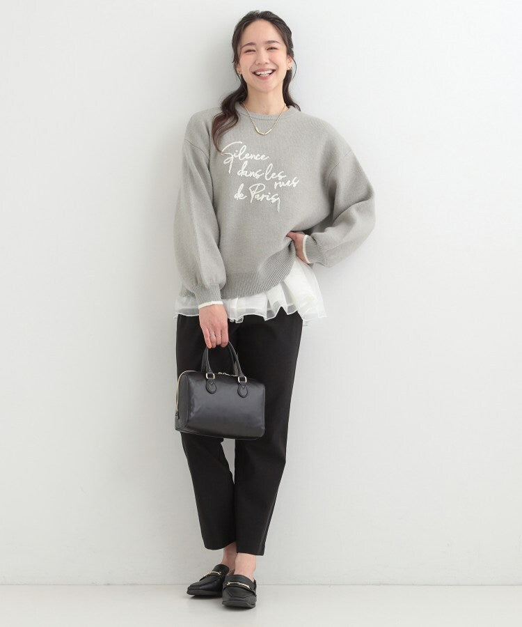 シューラルー SHOO･LA･RUE スカラップが大人かわいい 刺繍ロゴニット コード刺繍ニット （アイボリー(504)） アイボリー(504)