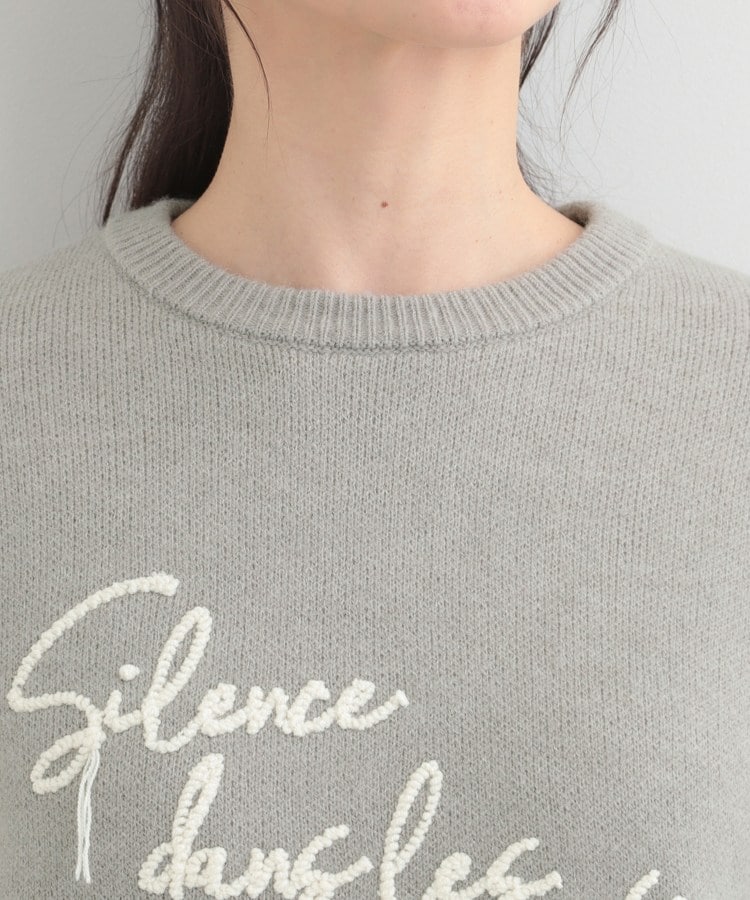 シューラルー SHOO･LA･RUE スカラップが大人かわいい 刺繍ロゴニット コード刺繍ニット （アイボリー(504)） アイボリー(504)