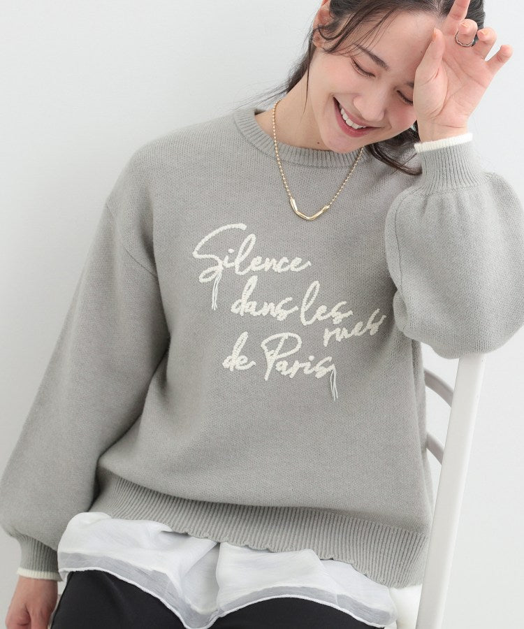 シューラルー SHOO･LA･RUE スカラップが大人かわいい 刺繍ロゴニット コード刺繍ニット （アイボリー(504)） アイボリー(504)