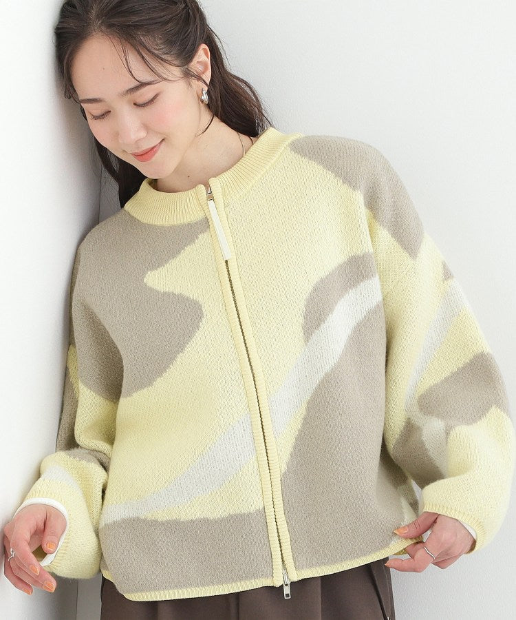 シューラルー SHOO･LA･RUE ダブルZIP柄カーディガン （ライトイエロー(230)） ライトイエロー(230)