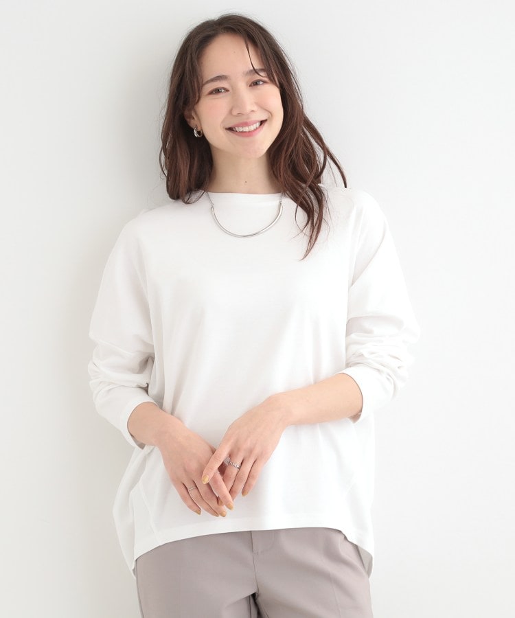 シューラルー SHOO･LA･RUE 【接触冷感、UVカット、抗菌防臭】スムース 前振りゆるトップス （ピンク(073)） ピンク(073)