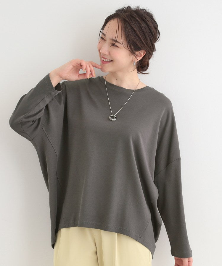 シューラルー SHOO･LA･RUE 【接触冷感、UVカット、抗菌防臭】スムース 前振りゆるトップス （ピンク(073)） ピンク(073)