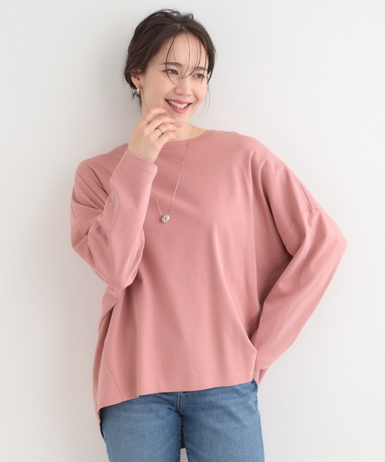 シューラルー SHOO･LA･RUE 【接触冷感、UVカット、抗菌防臭】スムース 前振りゆるトップス （ピンク(073)） ピンク(073)