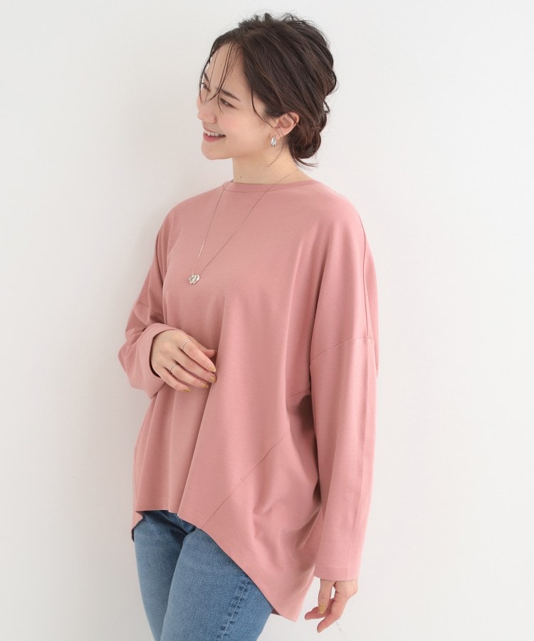 シューラルー SHOO･LA･RUE 【接触冷感、UVカット、抗菌防臭】スムース 前振りゆるトップス （ピンク(073)） ピンク(073)