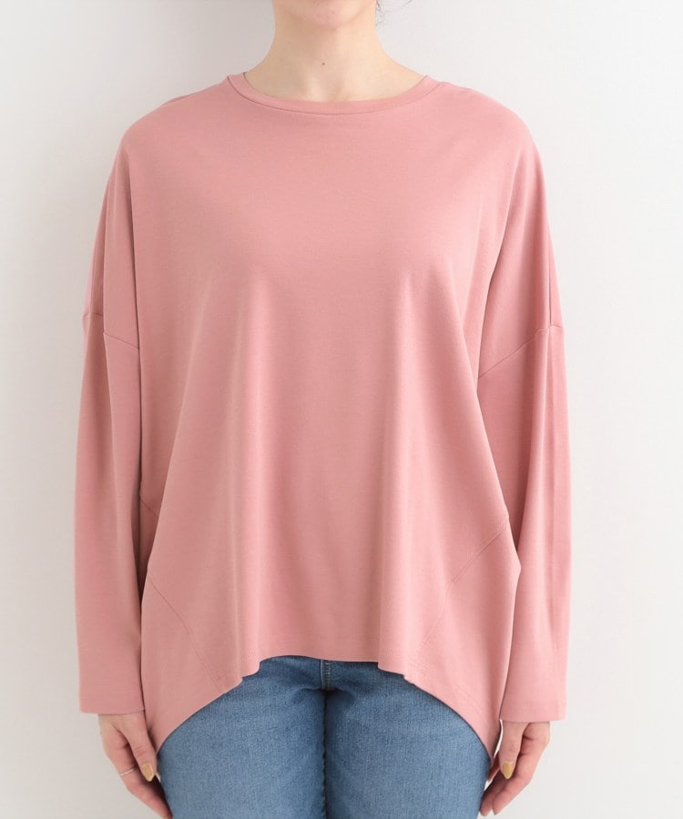 シューラルー SHOO･LA･RUE 【接触冷感、UVカット、抗菌防臭】スムース 前振りゆるトップス （ピンク(073)） ピンク(073)