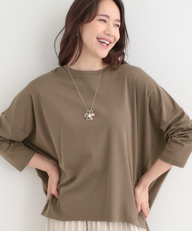 シューラルー SHOO･LA･RUE 【接触冷感、UVカット、抗菌防臭】スムース 前振りゆるトップス （ピンク(073)） ピンク(073)