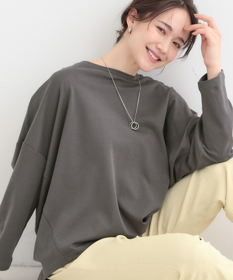 シューラルー SHOO･LA･RUE 【接触冷感、UVカット、抗菌防臭】スムース 前振りゆるトップス （ピンク(073)） ピンク(073)