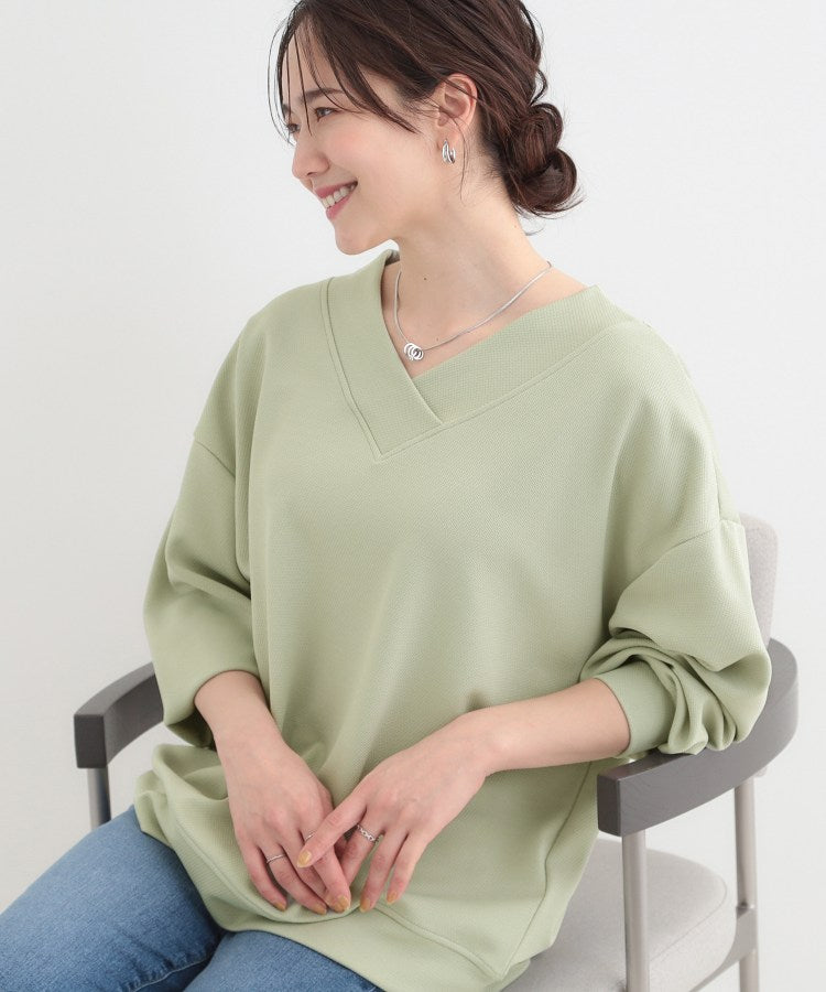 シューラルー SHOO･LA･RUE カットツイルVネックトップス （ライトベージュ(051)） ライトベージュ(051)