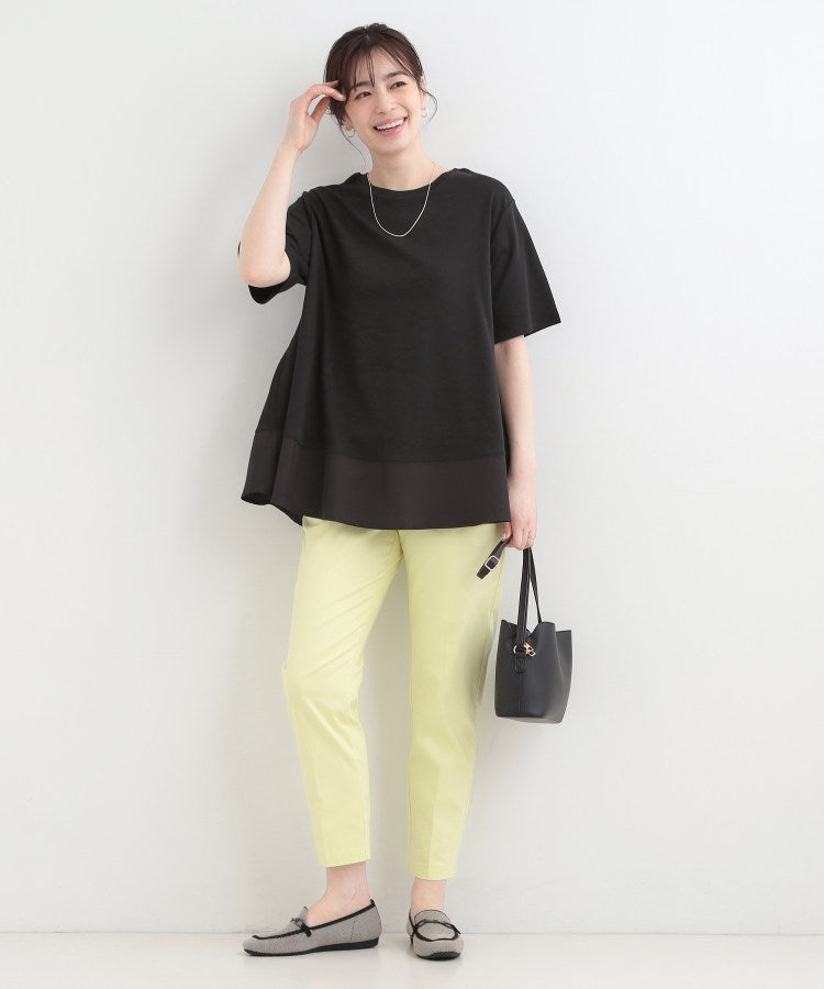 シューラルー SHOO･LA･RUE 【接触冷感、UVカット、抗菌防臭】スムース 裾布帛切り替え （サックスブルー(090)） サックスブルー(090)