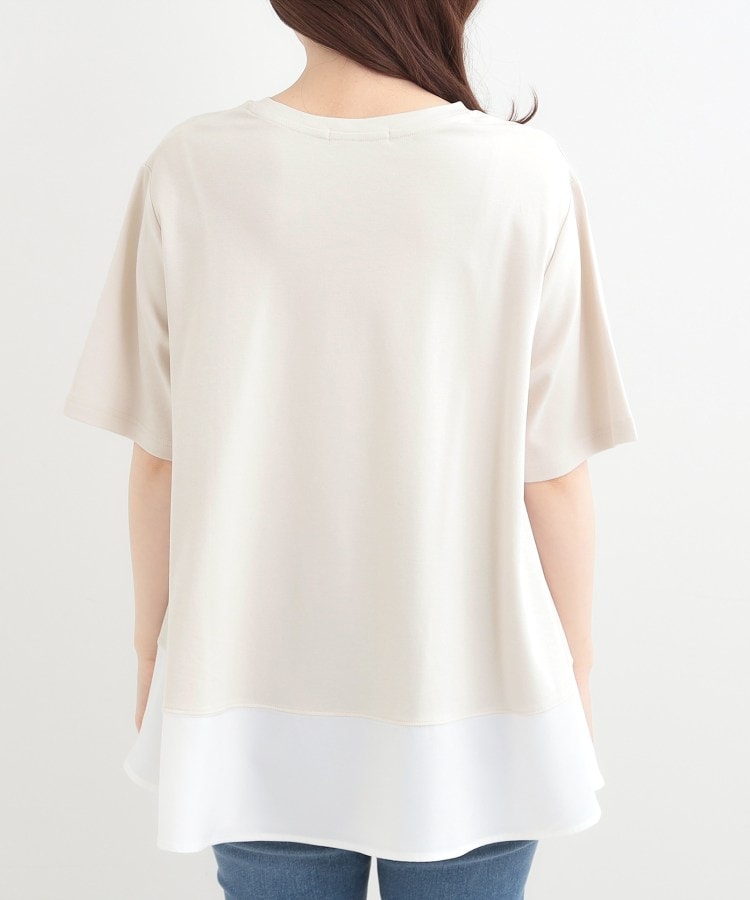 シューラルー SHOO･LA･RUE 【接触冷感、UVカット、抗菌防臭】スムース 裾布帛切り替え （サックスブルー(090)） サックスブルー(090)