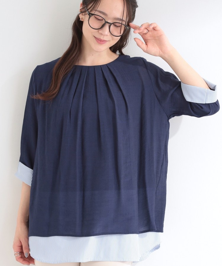 シューラルー SHOO･LA･RUE スラブレイヤードトップス （ネイビー(094)） ネイビー(094)