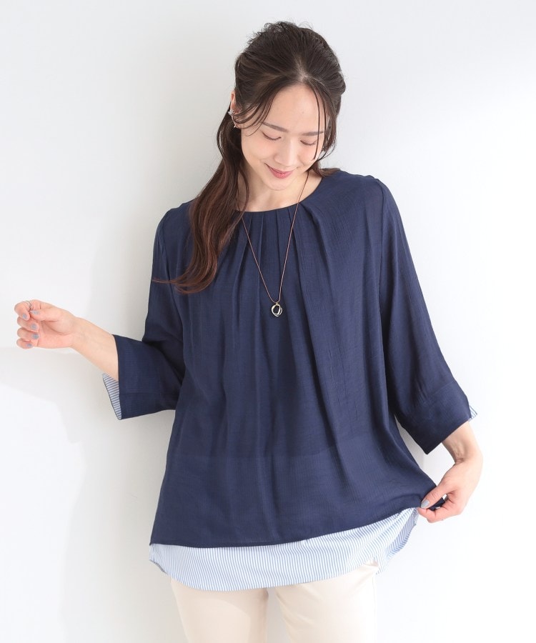 シューラルー SHOO･LA･RUE スラブレイヤードトップス （ネイビー(094)） ネイビー(094)