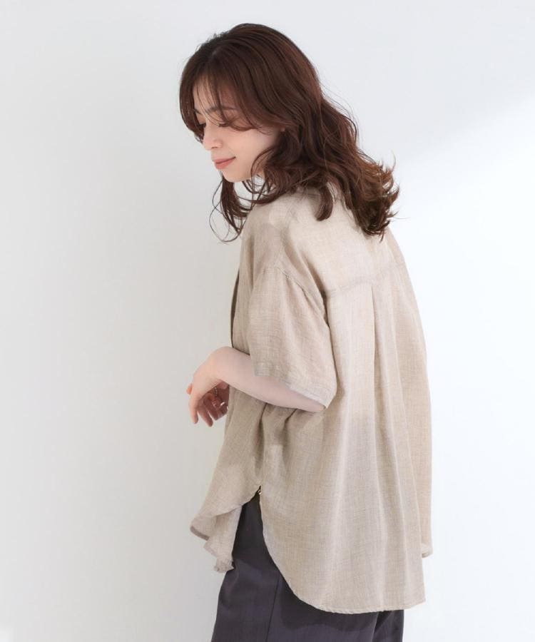シューラルー SHOO･LA･RUE コットンライク半袖シャツジャケット （ベージュ(052)） ベージュ(052)