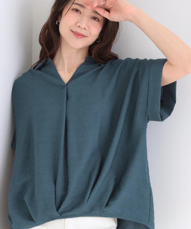 シューラルー SHOO･LA･RUE 【シューアイス】裾タックスキッパーシャツ （ブルーグリーン(097)） ブルーグリーン(097)