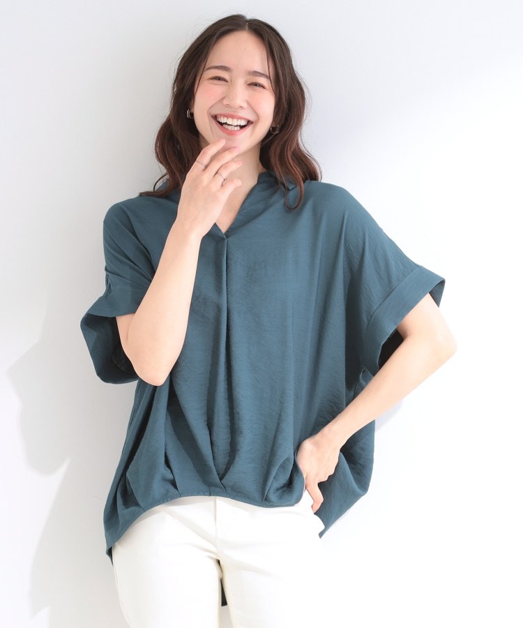 シューラルー SHOO･LA･RUE 【シューアイス】裾タックスキッパーシャツ （ブルーグリーン(097)） ブルーグリーン(097)