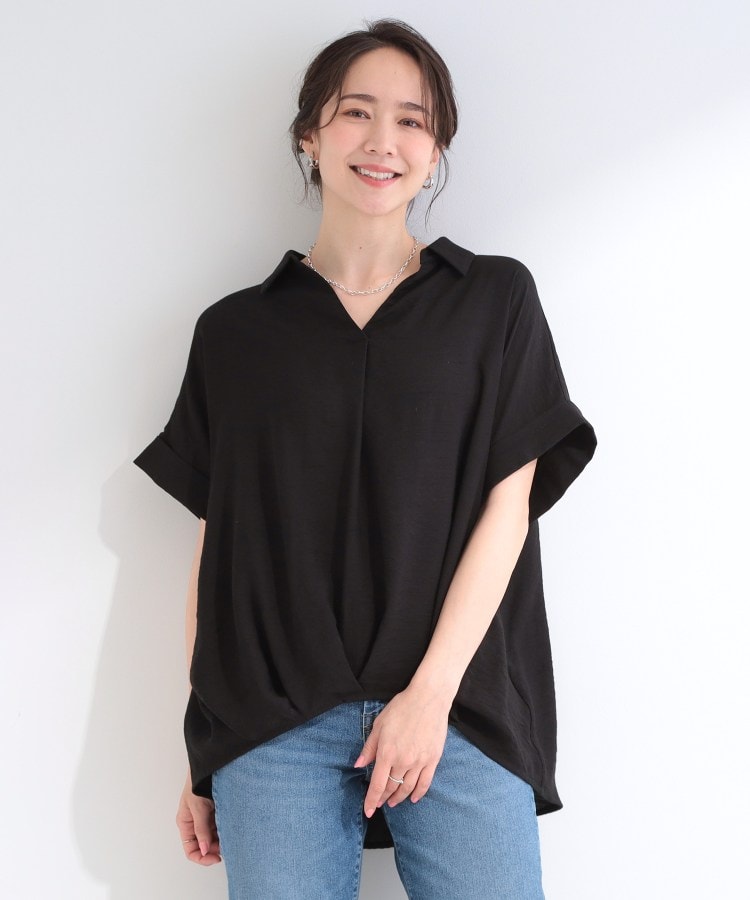 シューラルー SHOO･LA･RUE 【シューアイス】裾タックスキッパーシャツ （ブルーグリーン(097)） ブルーグリーン(097)