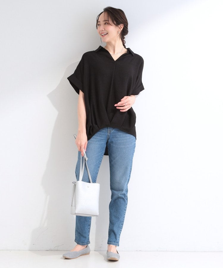 シューラルー SHOO･LA･RUE 【シューアイス】裾タックスキッパーシャツ （ブルーグリーン(097)） ブルーグリーン(097)