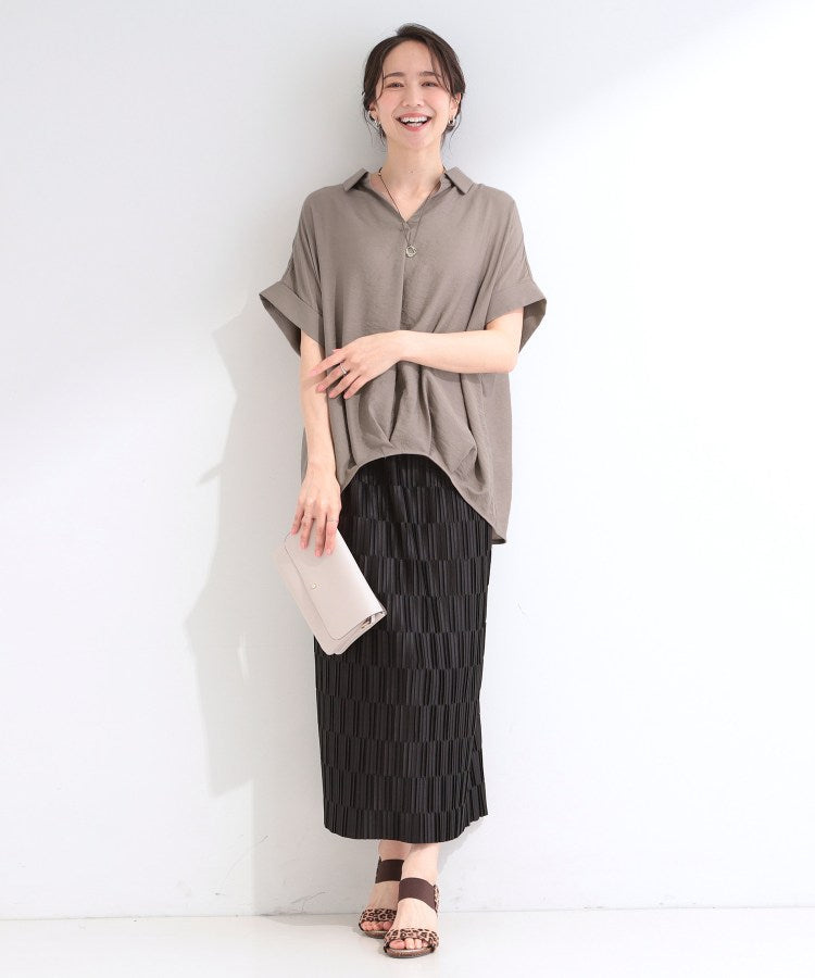 シューラルー SHOO･LA･RUE 【シューアイス】裾タックスキッパーシャツ （ブルーグリーン(097)） ブルーグリーン(097)