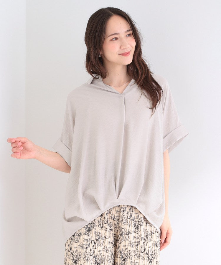 シューラルー SHOO･LA･RUE 【シューアイス】裾タックスキッパーシャツ （ブルーグリーン(097)） ブルーグリーン(097)